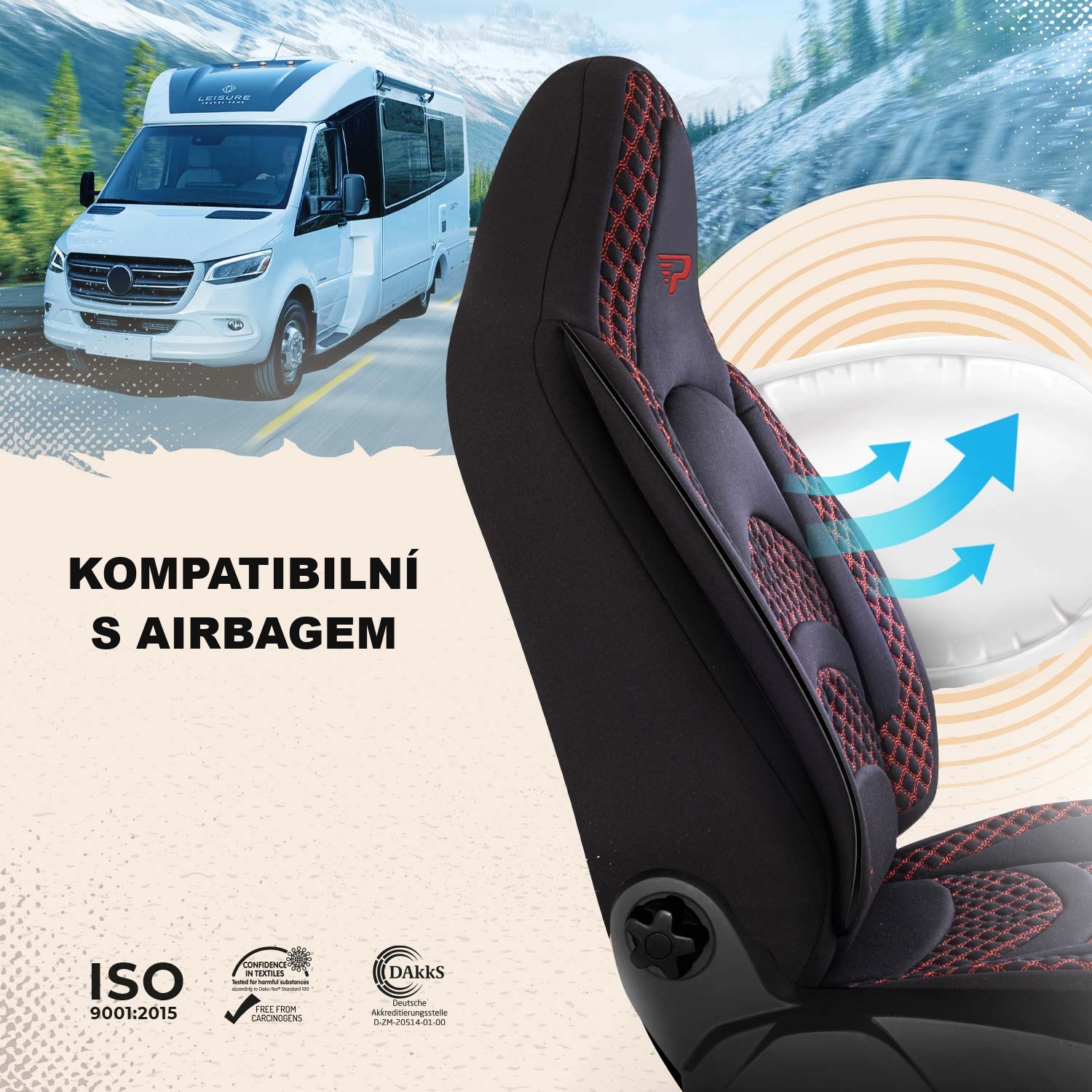 Autopotahy Limburg kompatibilní se sedadly s bočními airbagy